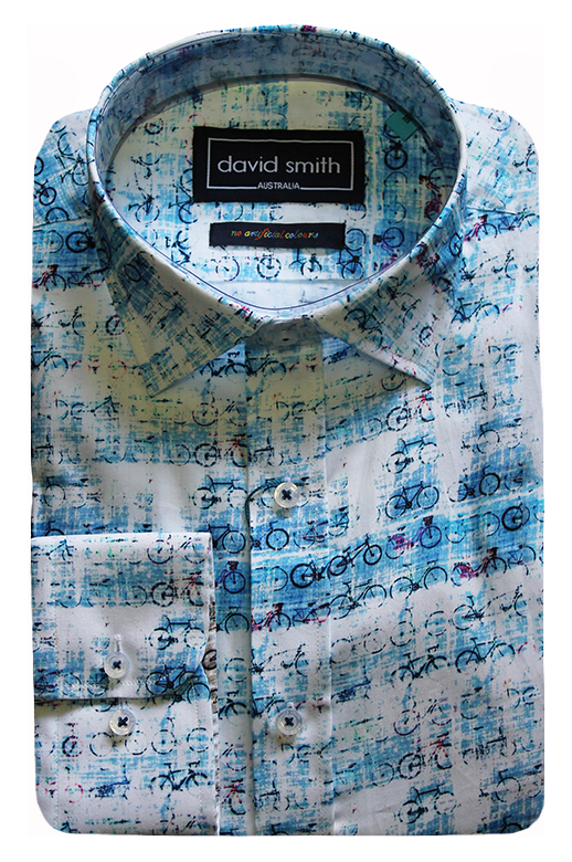 David Smith Shirt L/S Bike Print