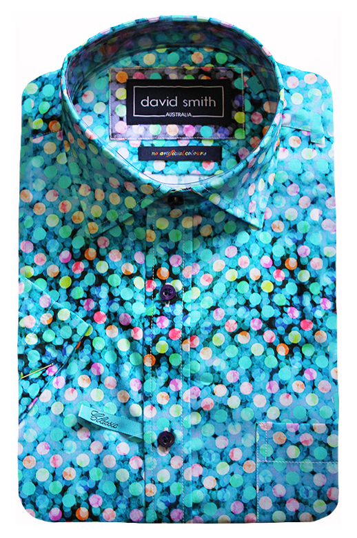David Smith Shirt S/S Spot Print