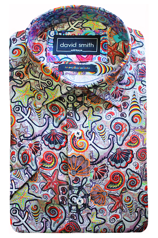David Smith Shirt S/S Shell Print