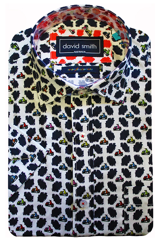 David Smith Shirt S/S Scooter Print