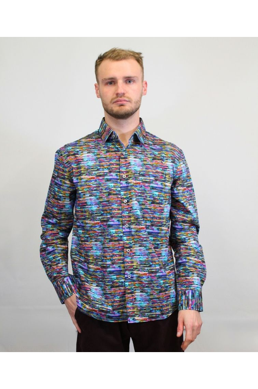Berlin Shirt L/S Bright Lines Poplin Print