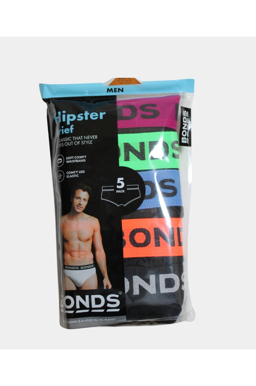 Bonds 5 Pack Elastic Waist Hipster Brief 