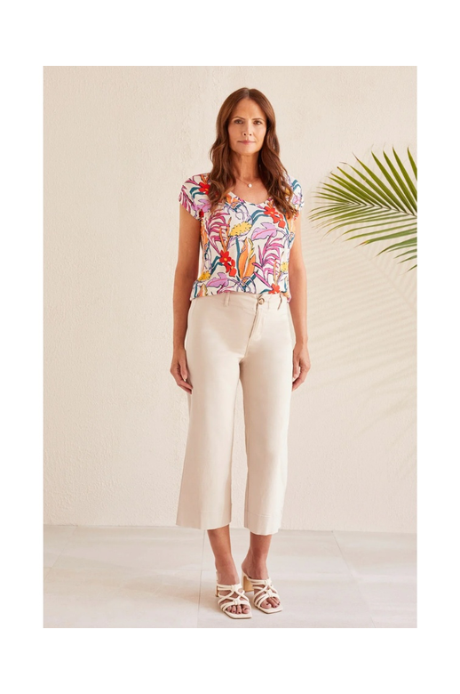 Tribal Pant High Rise Fly Front Capri