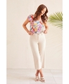Tribal Pant High Rise Fly Front Capri