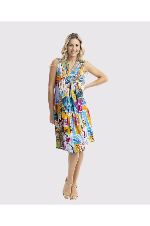 Orientique Dress V Pleated