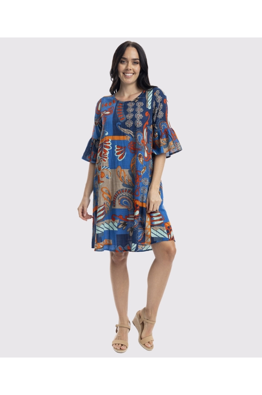 Orientique Dress Contemporary Frill Sleeve Camps Bay