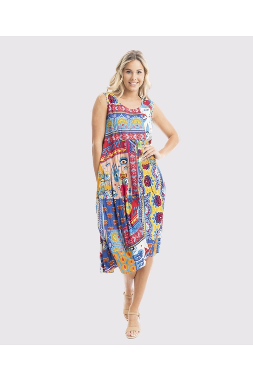 Orientique Dress Cap Sleeve Round Neckline Amritsar