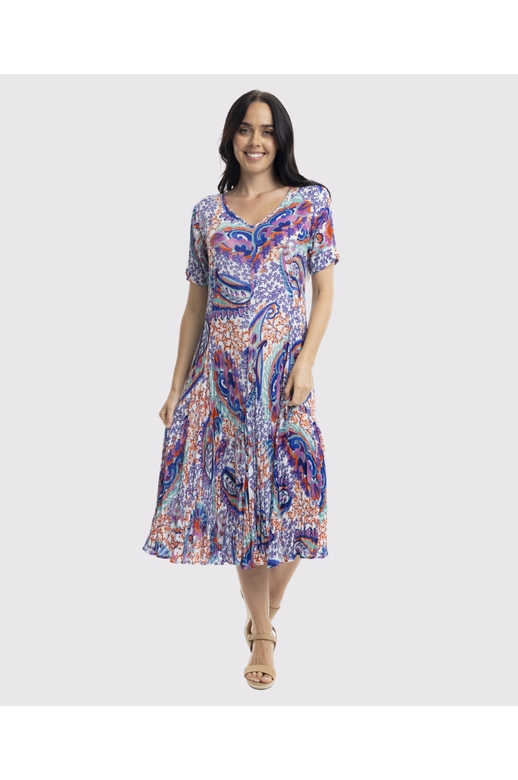Orientique Dress Godet Short Sleeve Radhanagar