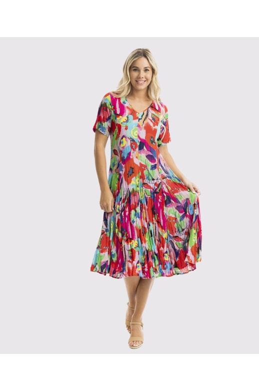 Orientique Dress Godet Short Sleeve Nevis