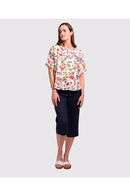 Preen Top Ruffles & Scoop Hem Linen