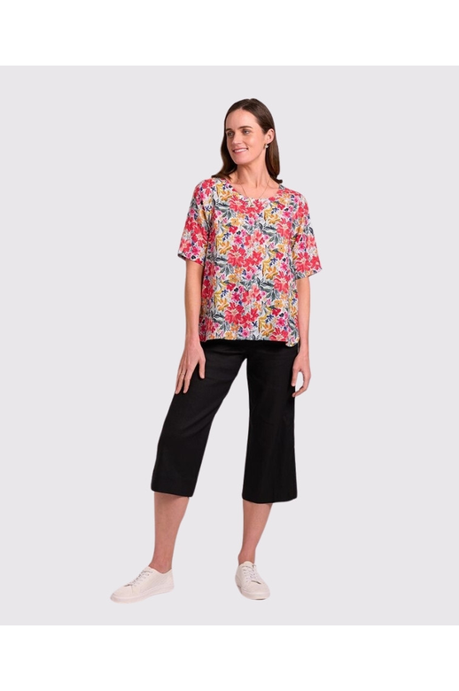 Oh Three Top Easy Fit Pleat Back Linen