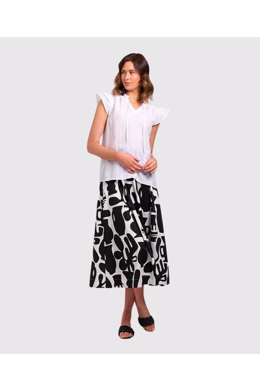 Foil Skirt A Line Shirred Waist
