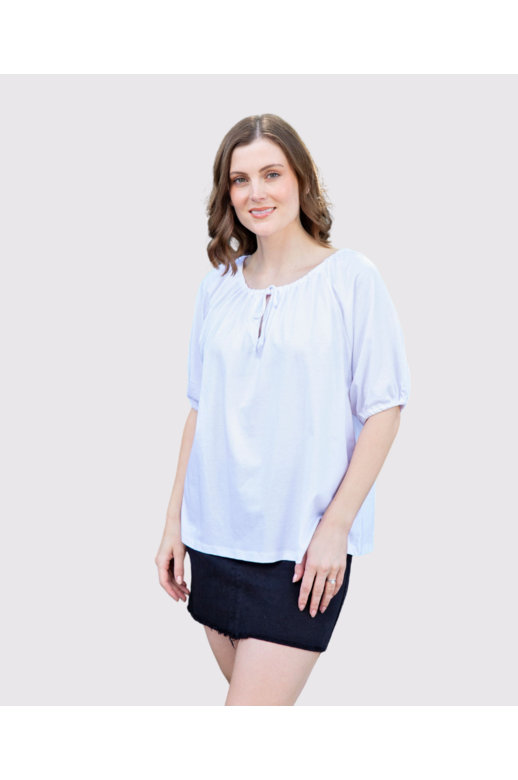 White On Black Top Gypsy Tie Neck