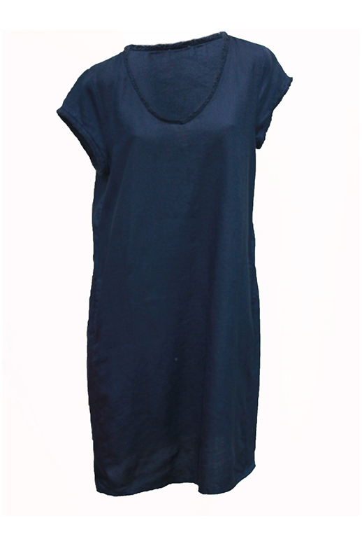 Oh Three Dress S/S V Neck Linen