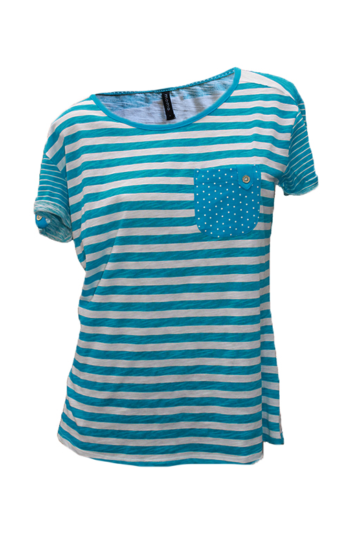 Memo T Stripe Contrast Pocket