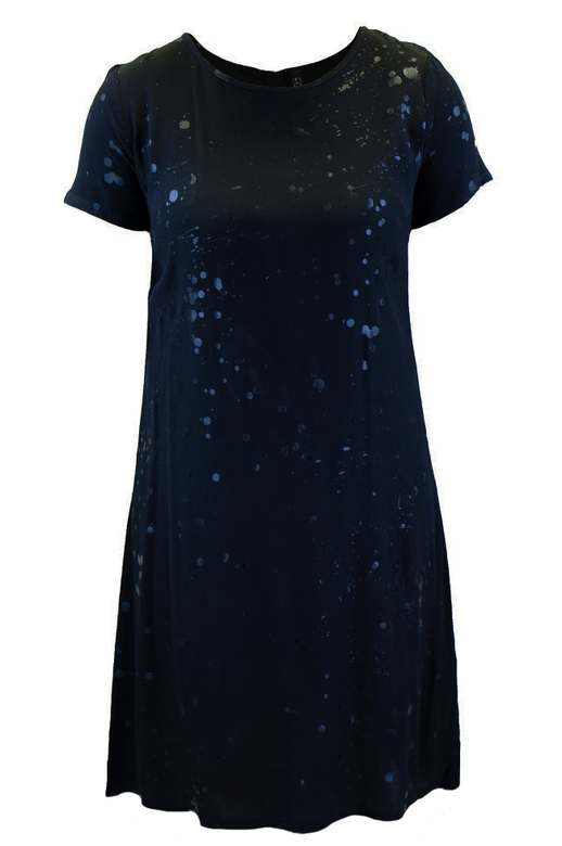 Foil Dress S/S Pleat Back Print