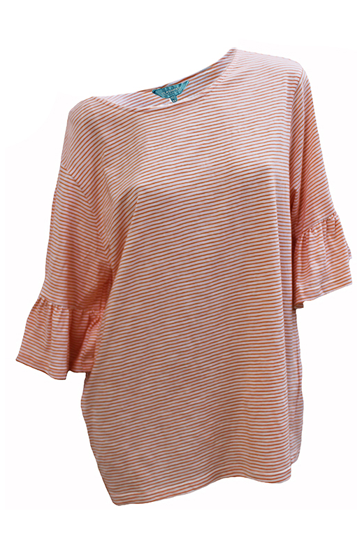 Classified Top Frill Sleeve Stripe