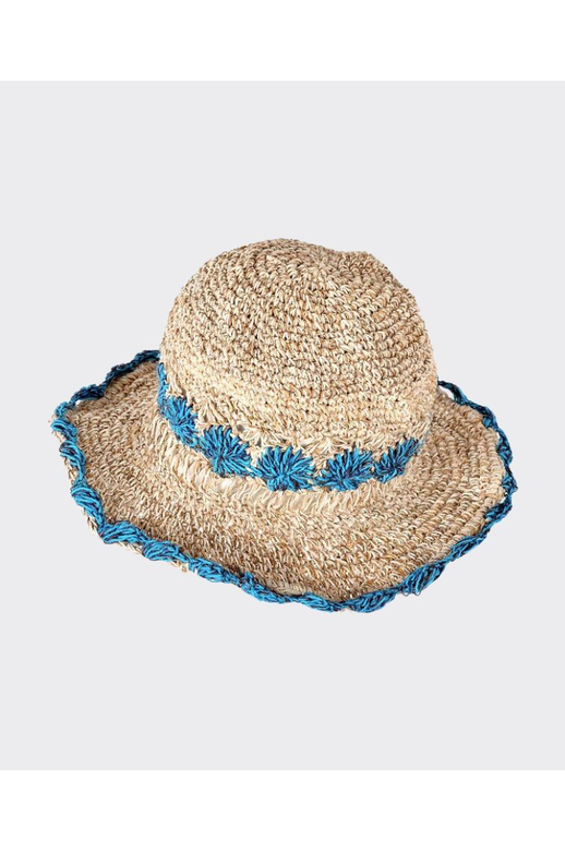 Sababa Crochet Smiley Morning Turquoise Flowers Large Brim