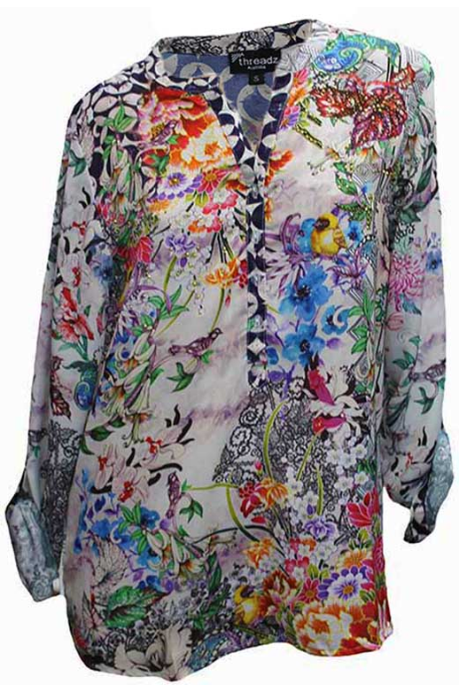 Threadz Top Print Gold Studz