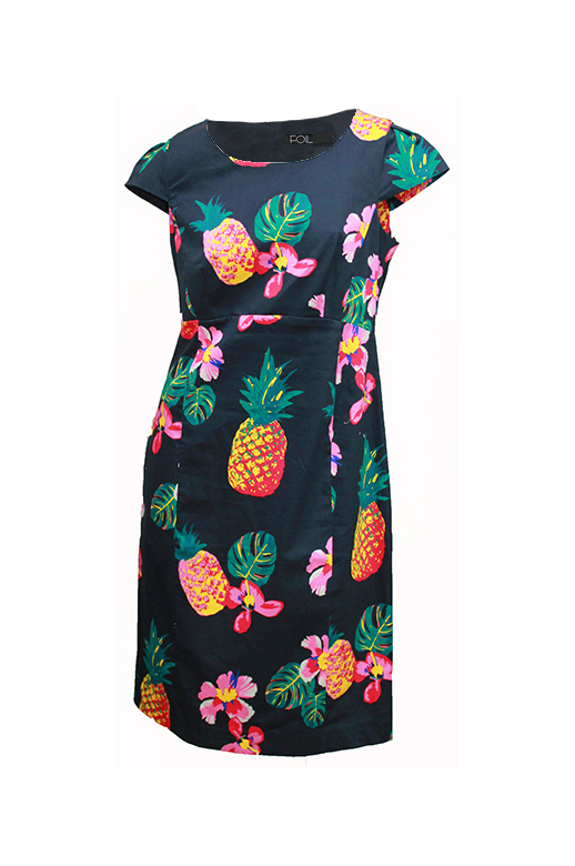 Foil Dress S/S Stripe Sateen Print