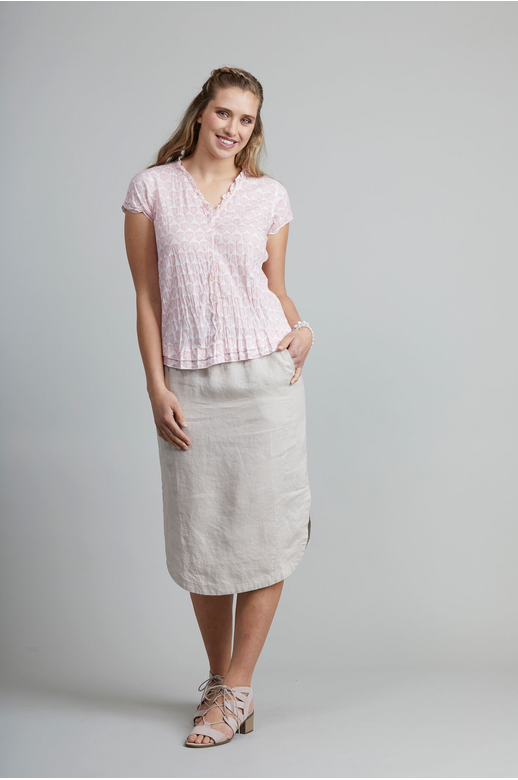 Preen Skirt Linen Scoop Hem