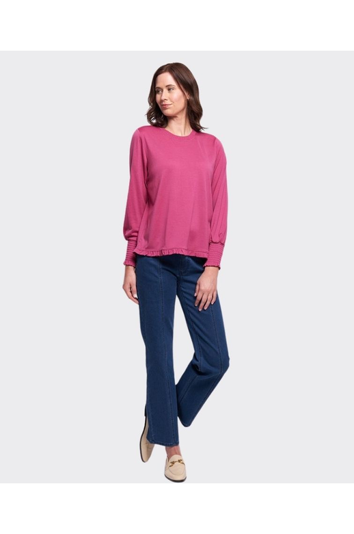 Foil Jersey Gather Back & Ruffle Merino