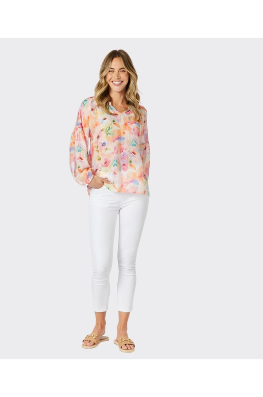 Gordon Smith Top L/S Spring Floral Pastel