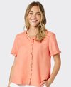 Gordon Smith Top S/S Lino Tiffany Ruffle Front