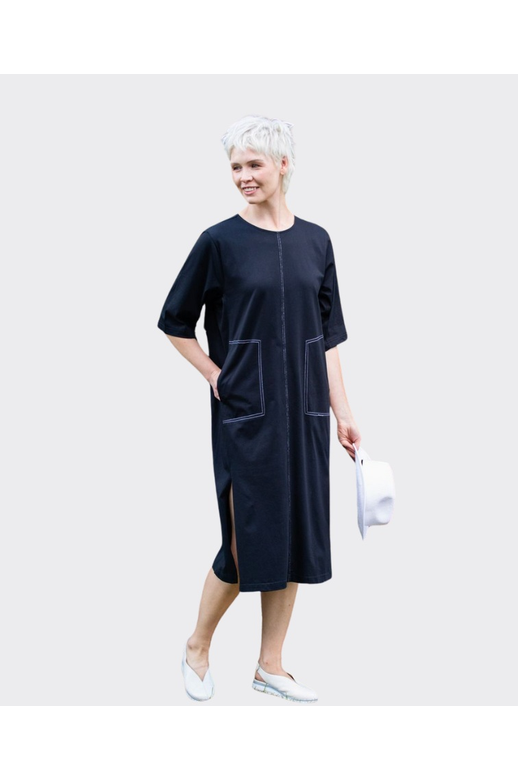 White On Black Dress Topstitch
