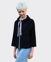 White On Black Jacket Gather Neck French Terry