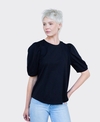White On Black Tee Button Back