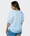 White On Black Tee Button Back