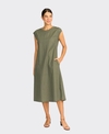 Foil Dress Cap Sleeve Cut of Your Rib Linen/Cotton
