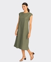 Foil Dress Cap Sleeve Cut of Your Rib Linen/Cotton