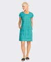 Foil Dress Fringe Scoop Neck Linen