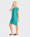 Foil Dress Fringe Scoop Neck Linen