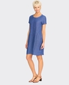 Foil Dress S/S Panel Lines Linen Plain
