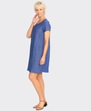 Foil Dress S/S Panel Lines Linen Plain