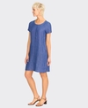 Foil Dress S/S Panel Lines Linen Plain