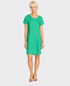 Foil Dress S/S Panel Lines Linen Plain