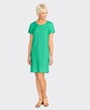 Foil Dress S/S Panel Lines Linen Plain