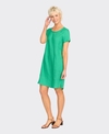 Foil Dress S/S Panel Lines Linen Plain