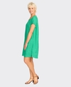 Foil Dress S/S Panel Lines Linen Plain