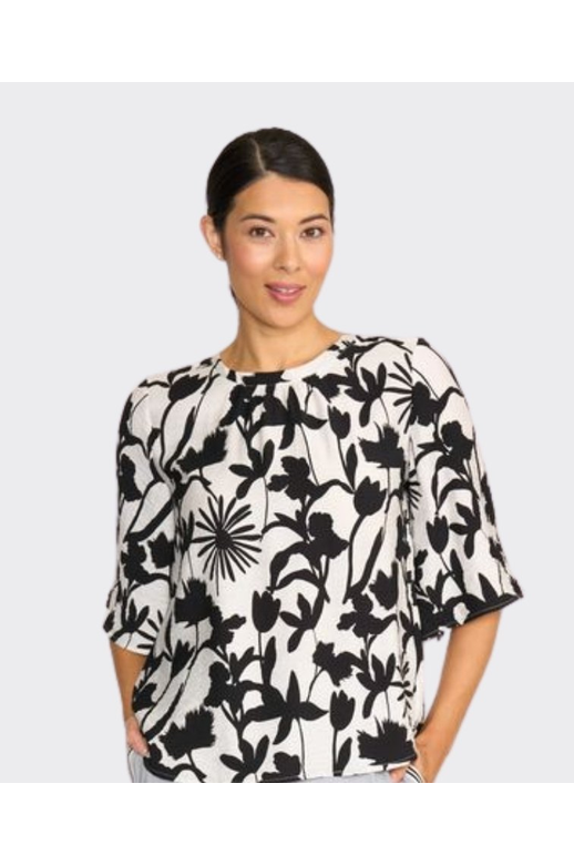 Foil Top 3 Scoops Flare Sleeve Viscose