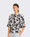 Foil Top 3 Scoops Flare Sleeve Viscose