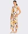 Foil Top Sleeveless Pleat Back Linen