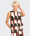 Foil Top Sleeveless Pleat Back Linen