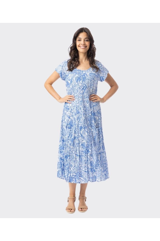 Orientique Dress Bias Pockets Aksharay Blue