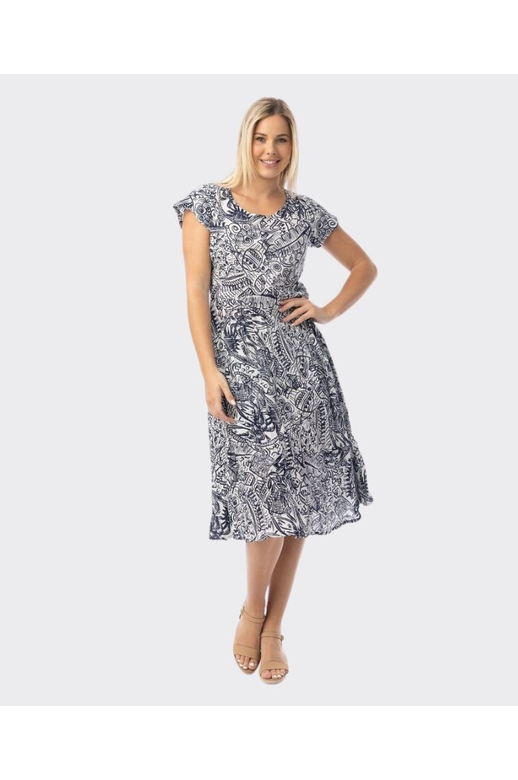 Orientique Dress Bias Pockets Aksharay Navy