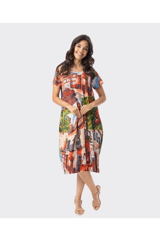 Orientique Dress Bubble S/S Printed Cotton